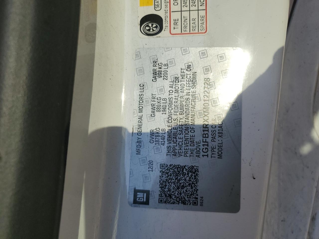 1G1FB1RXXM0122728 2021 Chevrolet Camaro Ls