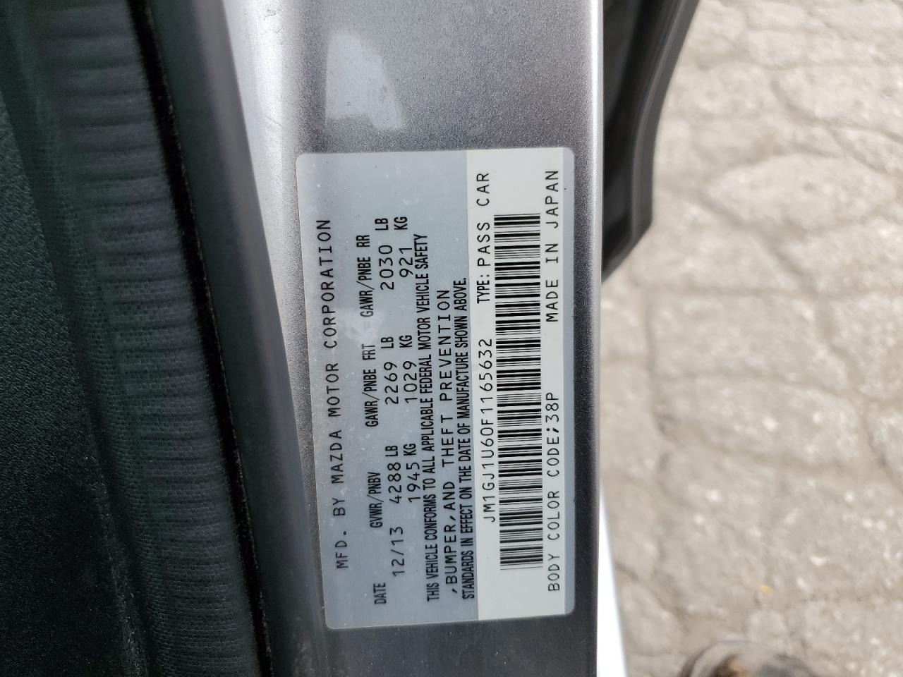 JM1GJ1U60F1165632 2015 Mazda 6 Sport