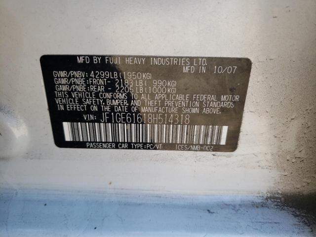 2008 Subaru Impreza 2.5I VIN: JF1GE61618H514318 Lot: 60923274
