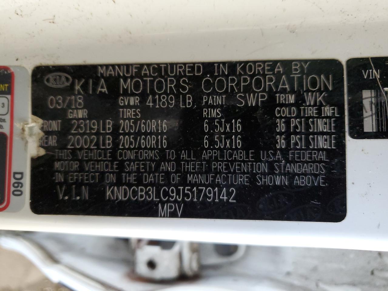 KNDCB3LC9J5179142 2018 Kia Niro Fe