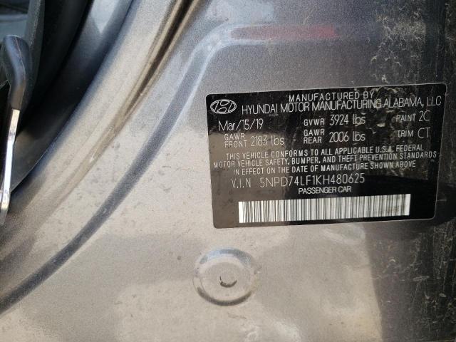 2019 Hyundai Elantra Se VIN: 5NPD74LF1KH480625 Lot: 57656334