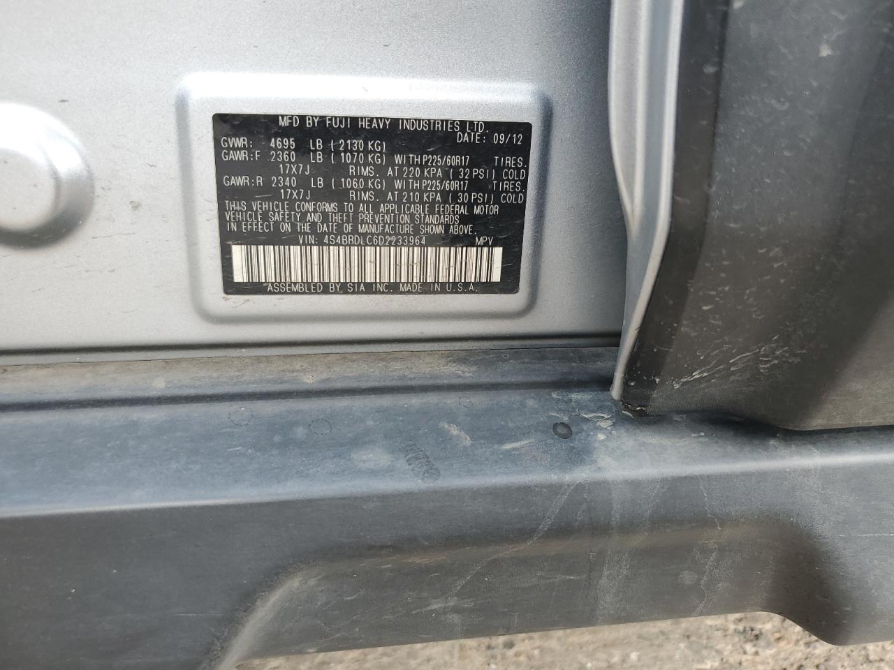 4S4BRDLC6D2233964 2013 Subaru Outback 3.6R Limited