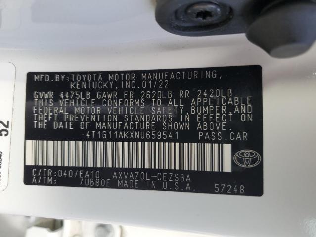 VIN 4T1G11AKXNU659541 2022 Toyota Camry, SE no.12