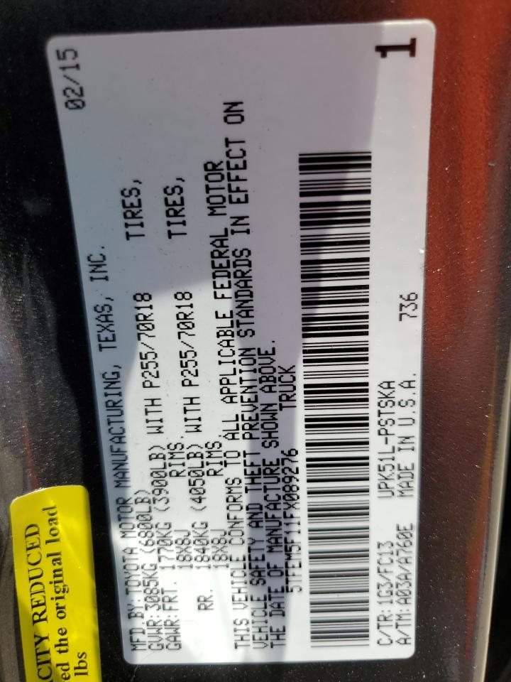 5TFEM5F11FX089276 2015 Toyota Tundra Crewmax Sr5