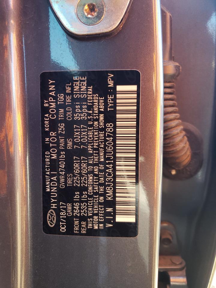 KM8J3CA41JU604788 2018 Hyundai Tucson Sel