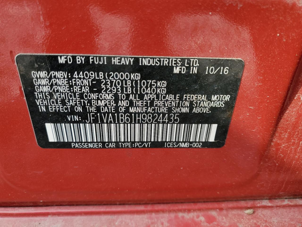 JF1VA1B61H9824435 2017 Subaru Wrx