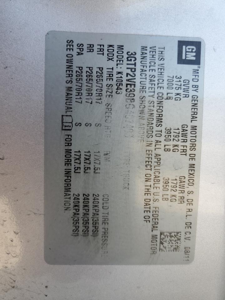 3GTP2VE39BG407483 2011 GMC Sierra K1500 Sle