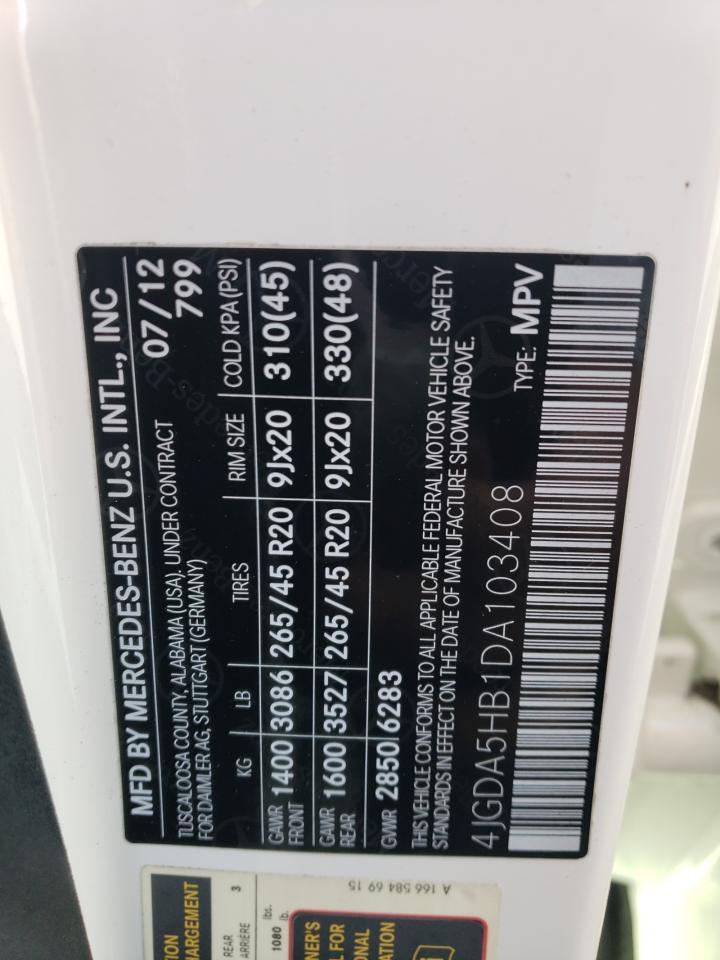 4JGDA5HB1DA103408 2013 Mercedes-Benz Ml 350 4Matic