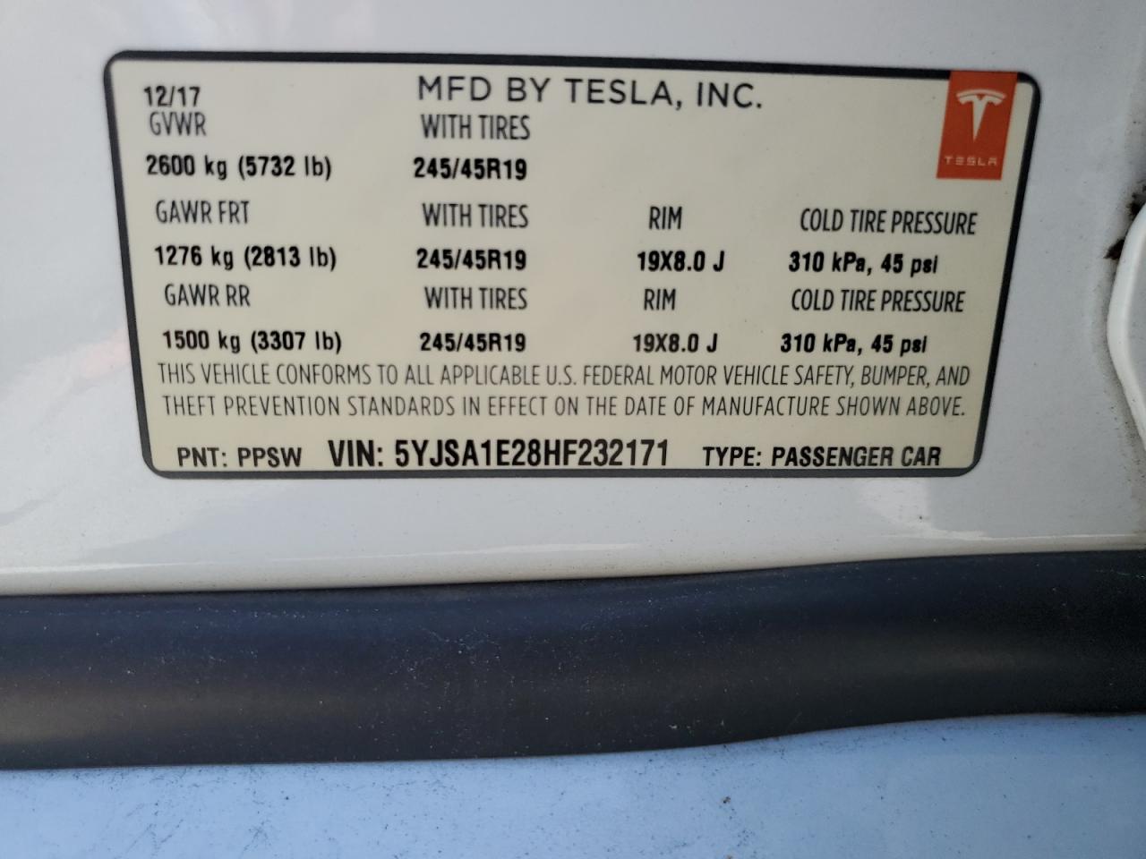 5YJSA1E28HF232171 2017 Tesla Model S