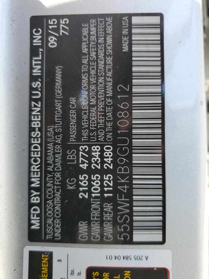 55SWF4KB9GU108612 2016 Mercedes-Benz C 300 4Matic