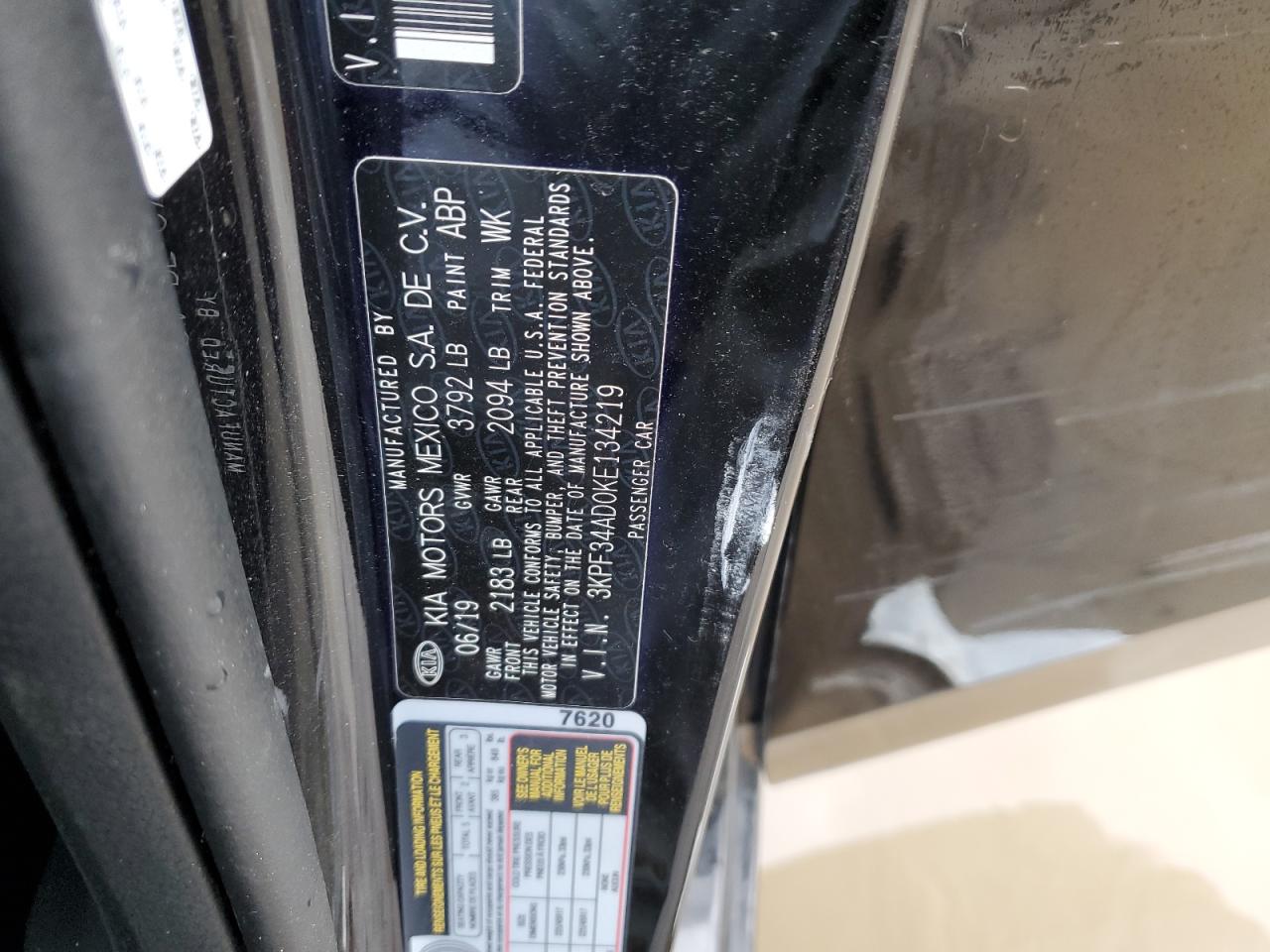 3KPF34AD0KE134219 2019 Kia Forte Gt Line