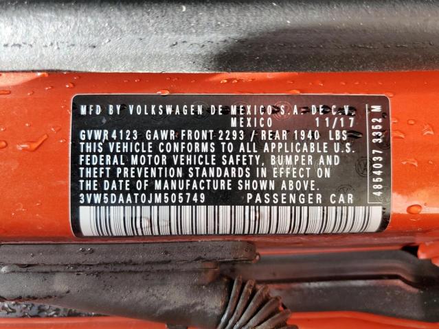 2018 Volkswagen Beetle S VIN: 3VW5DAAT0JM505749 Lot: 57205344