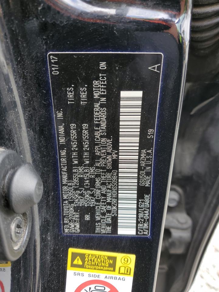 5TDKZRFH0HS509840 2017 Toyota Highlander Se