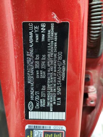 2022 Hyundai Elantra Sel VIN: 5NPLS4AG5NH071800 Lot: 60284874