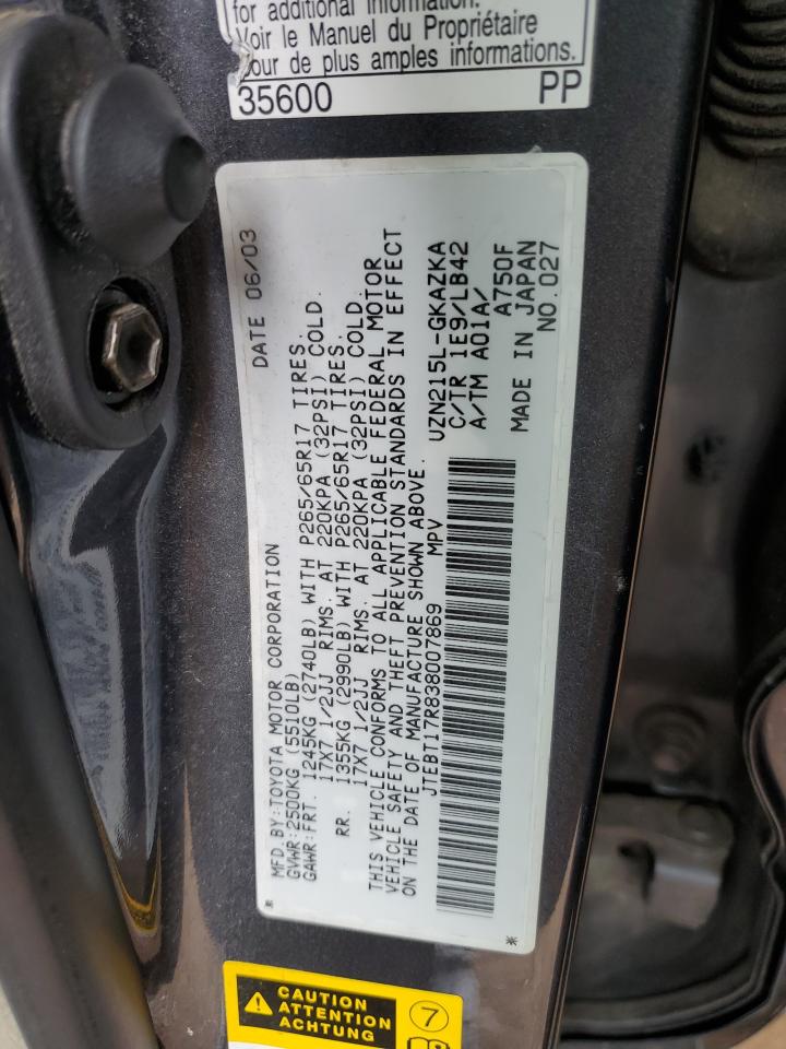 JTEBT17R838007869 2003 Toyota 4Runner Limited