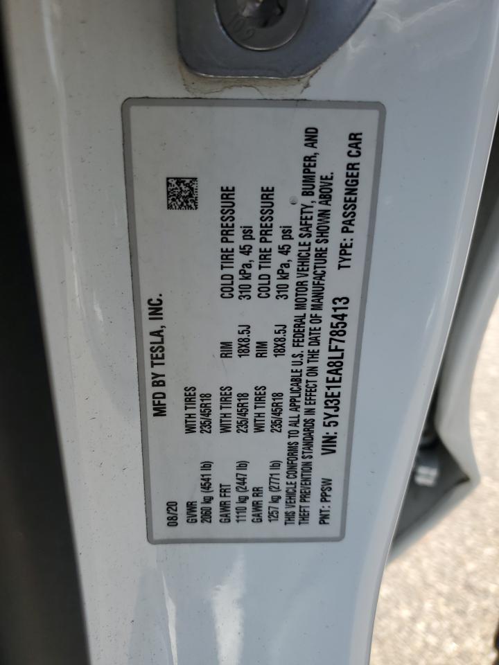 5YJ3E1EA8LF785413 2020 Tesla Model 3