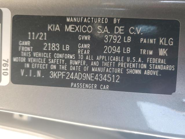 2022 KIA FORTE FE - 3KPF24AD9NE434512