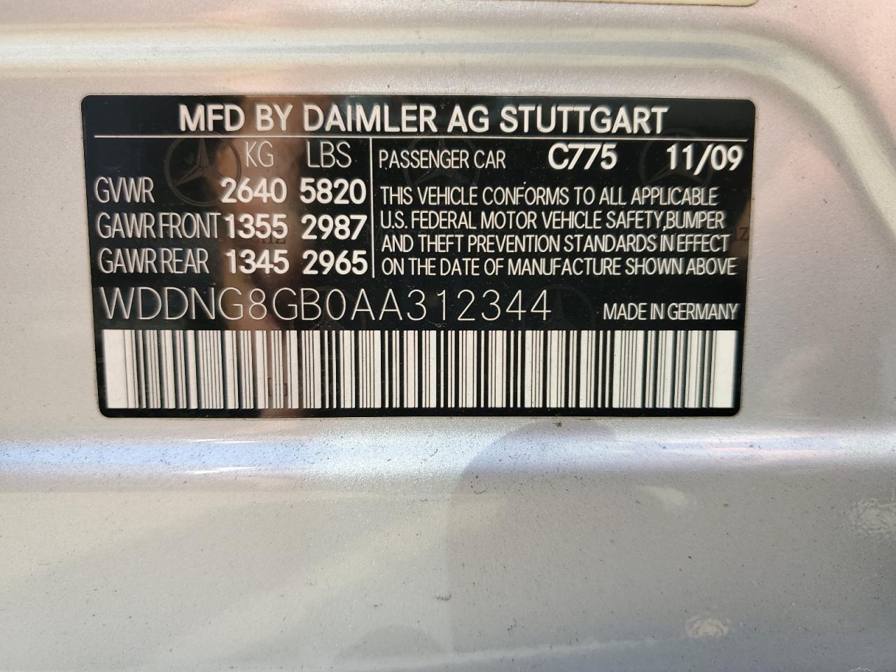 WDDNG8GB0AA312344 2010 Mercedes-Benz S 550 4Matic