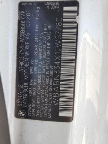 2001 BMW 325 Ci VIN: WBABN334X1JW57780 Lot: 59052054