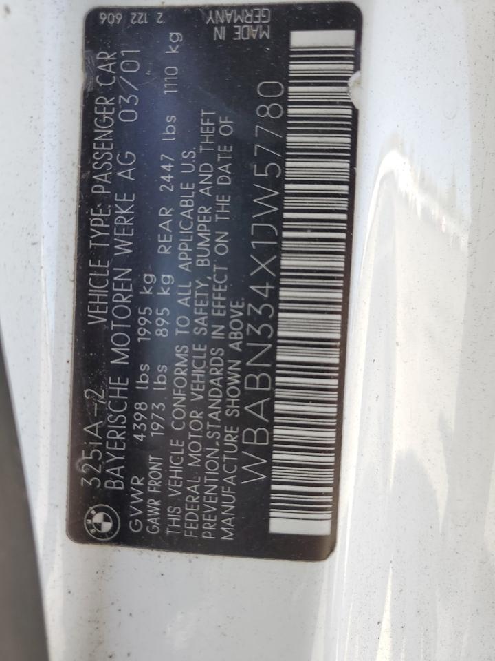 WBABN334X1JW57780 2001 BMW 325 Ci
