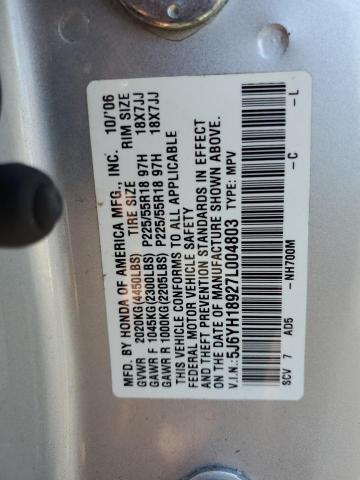 2007 Honda Element Sc VIN: 5J6YH18927L004803 Lot: 59422494