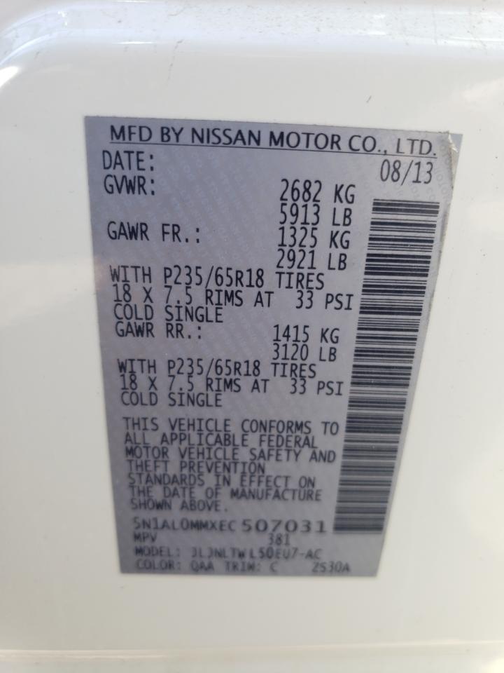 5N1AL0MMXEC507031 2014 Infiniti Qx60