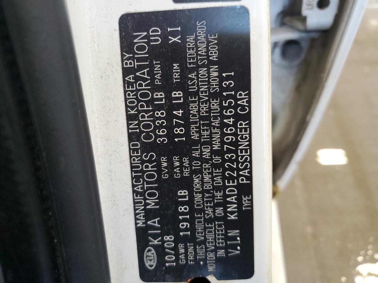 KNADE223796465131 2009 Kia Rio Base