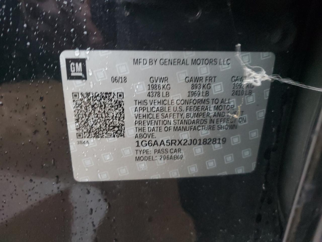 1G6AA5RX2J0182819 2018 Cadillac Ats