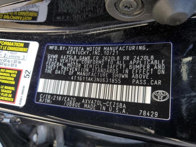 VIN 4T1G11AK3NU631855 2022 Toyota Camry, SE no.12