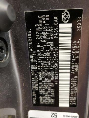 2019 TOYOTA CAMRY HYBR - 4T1B21HK5KU515310