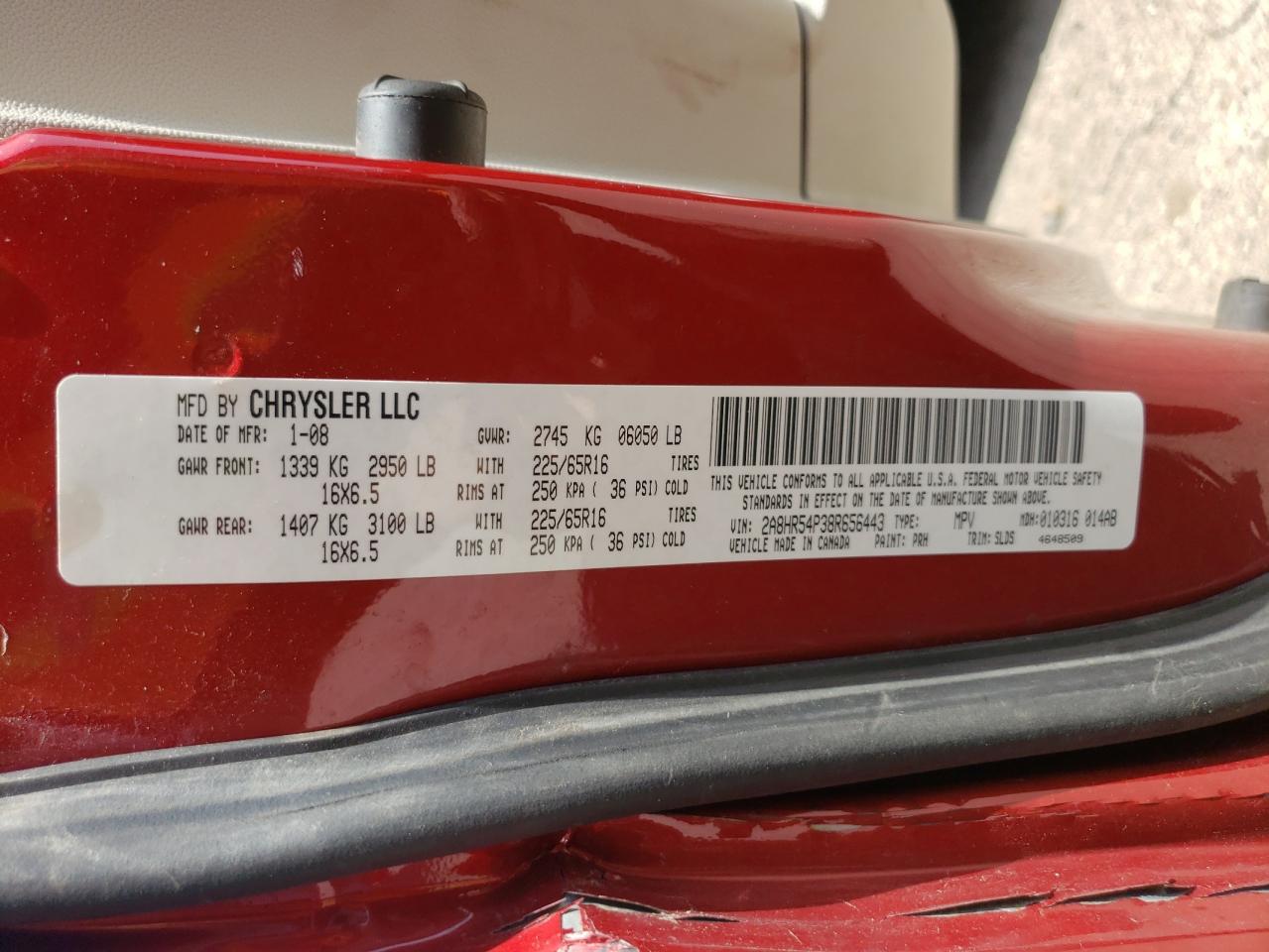 2A8HR54P38R656443 2008 Chrysler Town & Country Touring