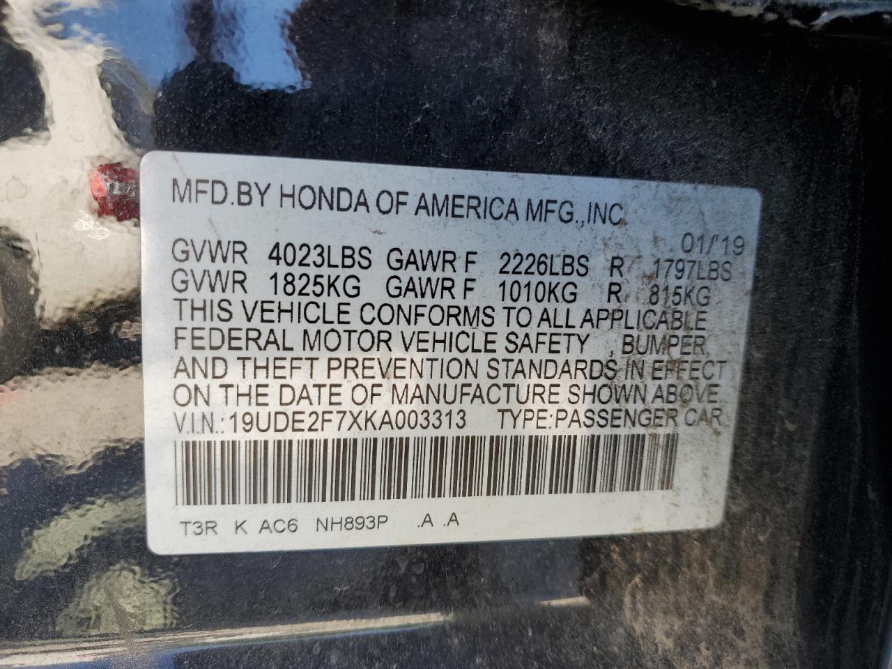 19UDE2F7XKA003313 2019 Acura Ilx Premium