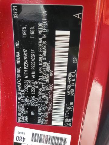 2021 Toyota Sienna Xle VIN: 5TDYRKEC0MS034000 Lot: 59092614