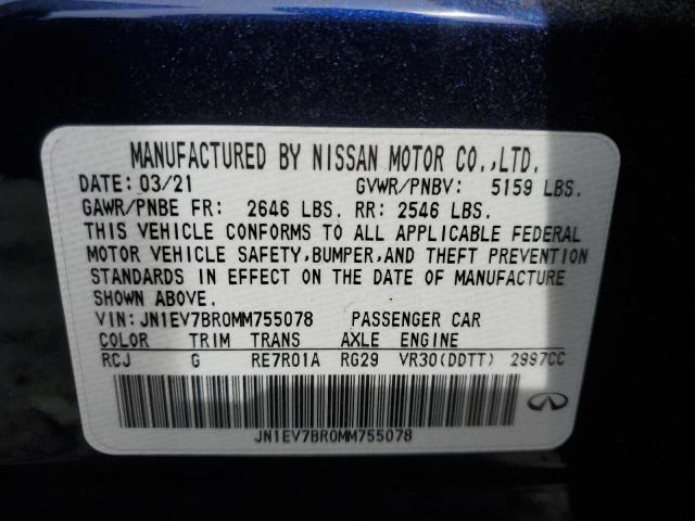 2021 Infiniti Q50 Luxe VIN: JN1EV7BR0MM755078 Lot: 58501744