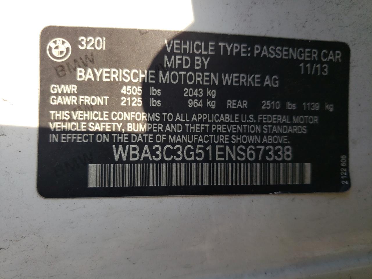 WBA3C3G51ENS67338 2014 BMW 320 I xDrive