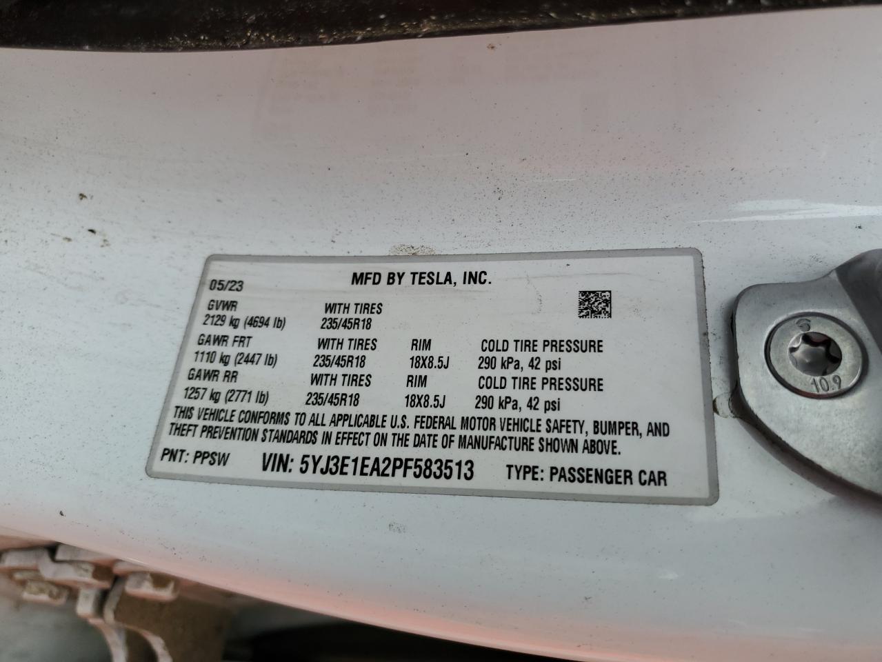 5YJ3E1EA2PF583513 2023 Tesla Model 3