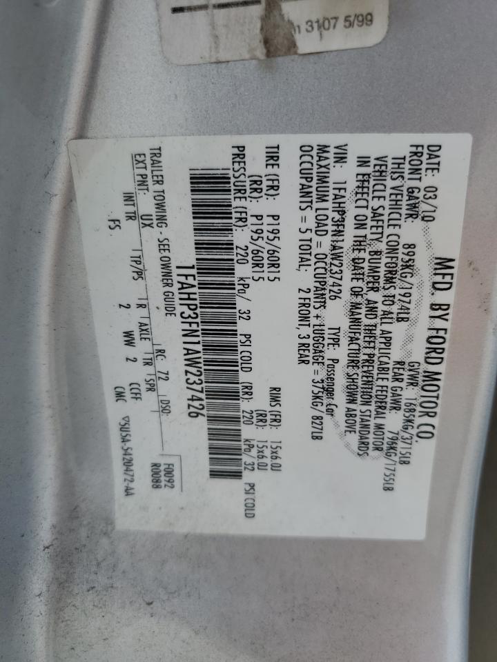 1FAHP3FN1AW237426 2010 Ford Focus Se