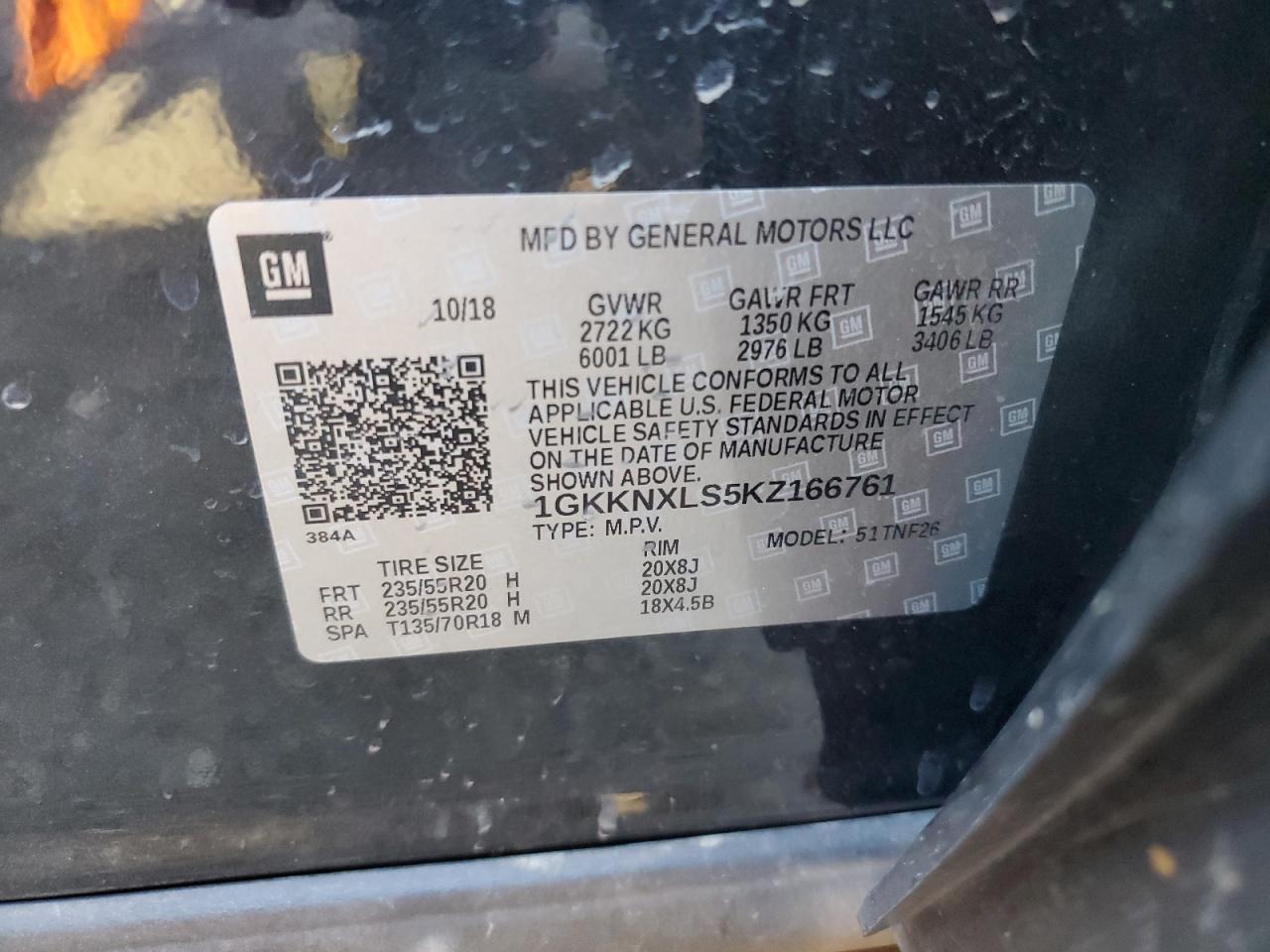 1GKKNXLS5KZ166761 2019 GMC Acadia Denali