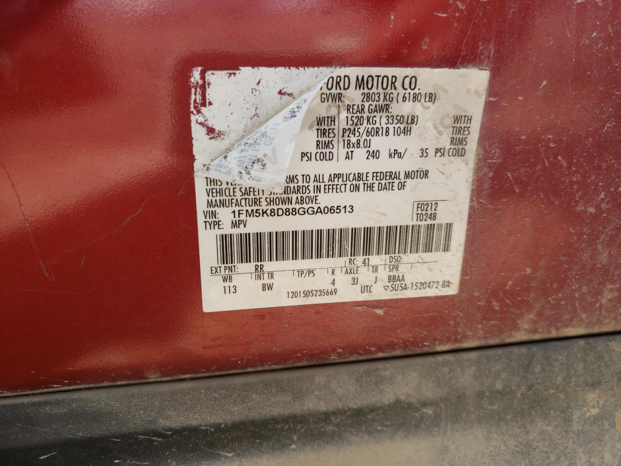 1FM5K8D88GGA06513 2016 Ford Explorer Xlt