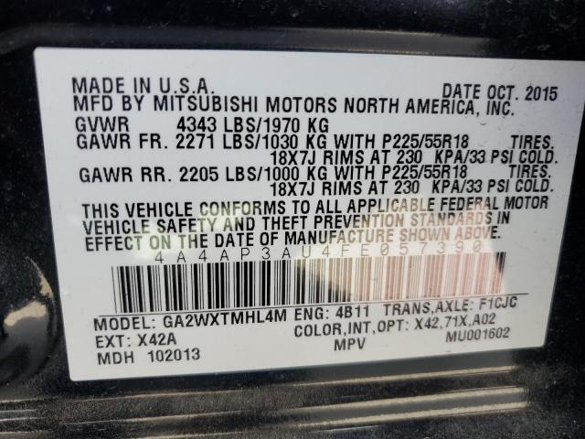 2015 Mitsubishi Outlander Sport Es VIN: 4A4AP3AU4FE057390 Lot: 57692024