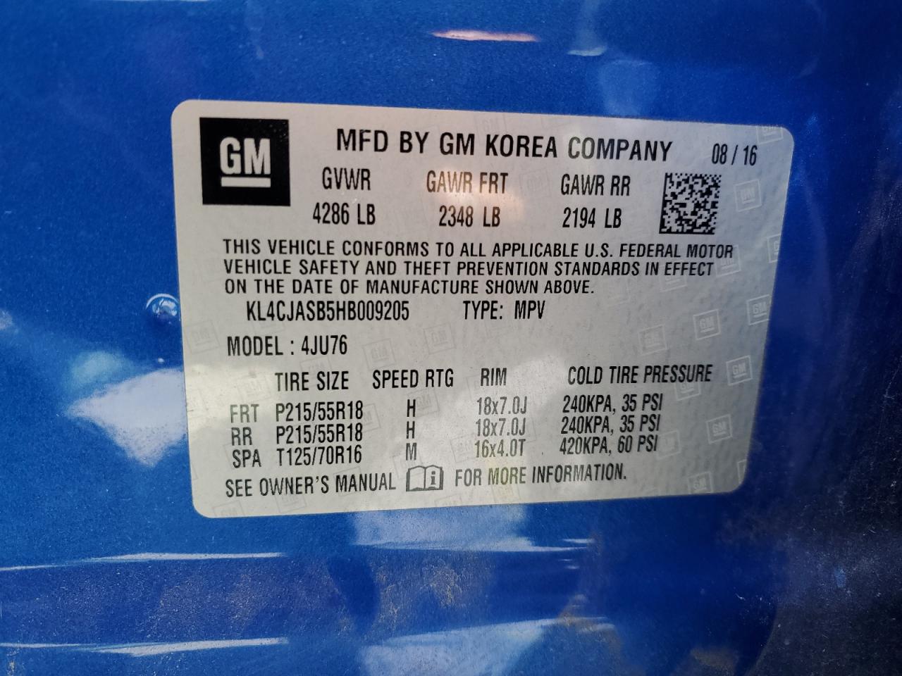 KL4CJASB5HB009205 2017 Buick Encore Preferred