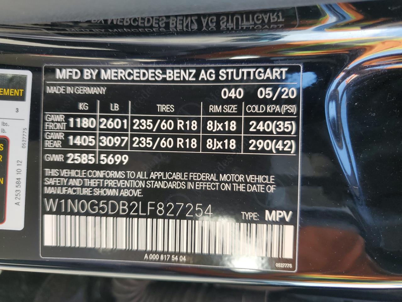 W1N0G5DB2LF827254 2020 Mercedes-Benz Glc 350E