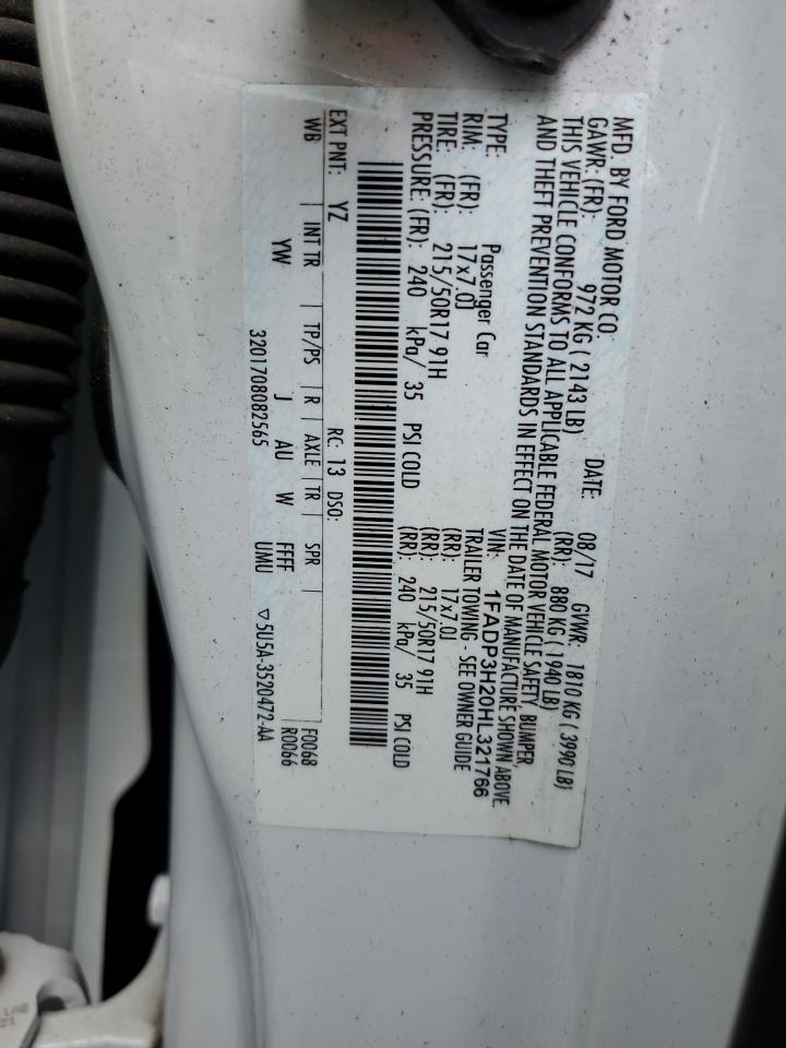 1FADP3H20HL321766 2017 Ford Focus Sel