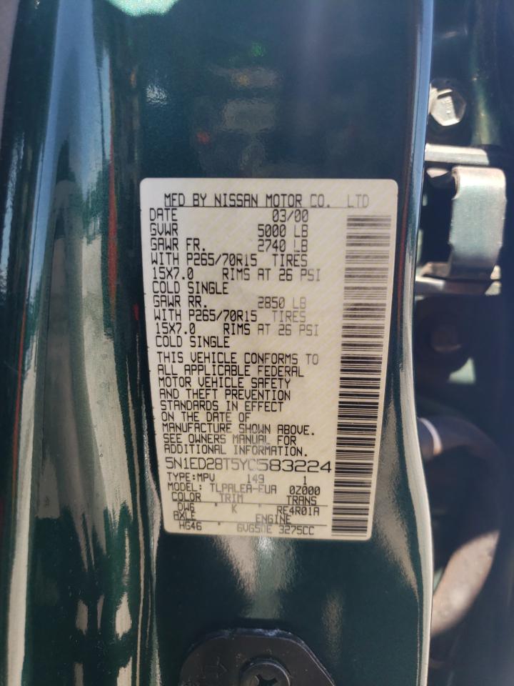 5N1ED28T5YC583224 2000 Nissan Xterra Xe