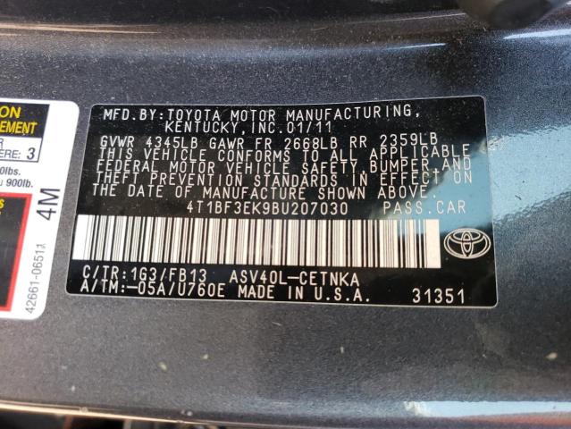 2011 Toyota Camry Base VIN: 4T1BF3EK9BU207030 Lot: 57284744