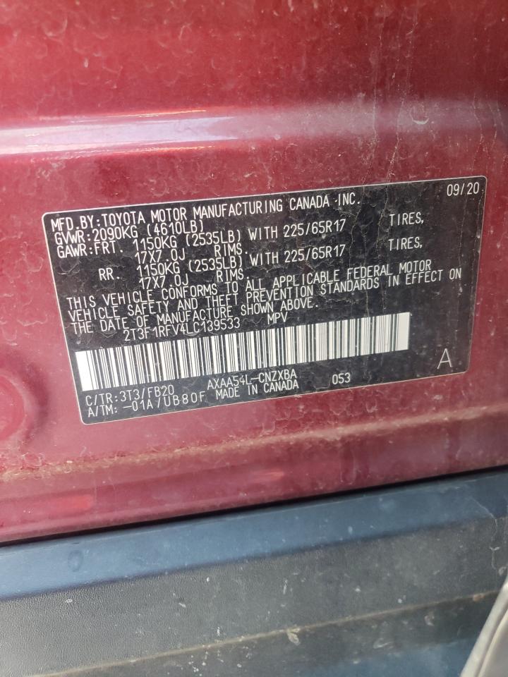 2T3F1RFV4LC139533 2020 Toyota Rav4 Le