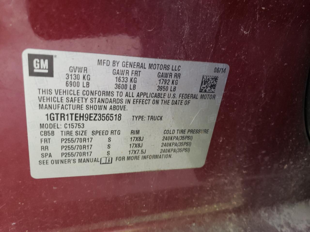 1GTR1TEH9EZ356518 2014 GMC Sierra C1500