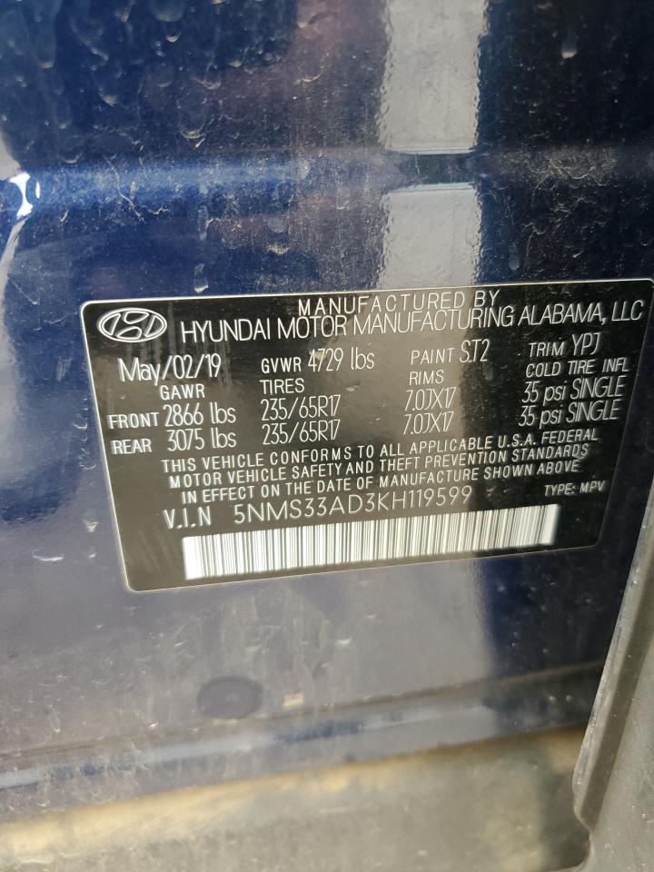 5NMS33AD3KH119599 2019 Hyundai Santa Fe Sel