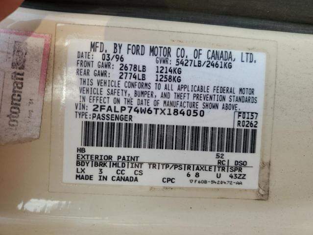 1996 Ford Crown Victoria Lx VIN: 2FALP74W6TX184050 Lot: 58853344