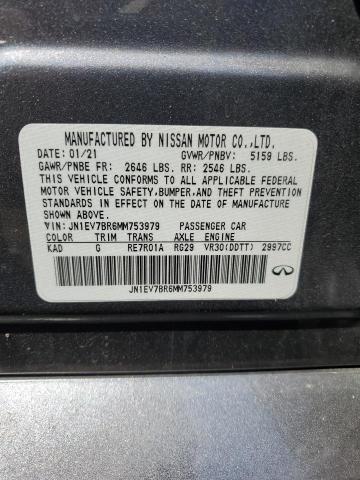 2021 Infiniti Q50 Luxe VIN: JN1EV7BR6MM753979 Lot: 58960844